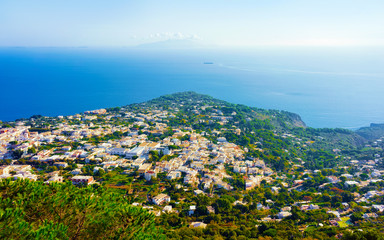 Fototapeta na wymiar Cityscape and landscape in Capri Island at Naples Italy reflex