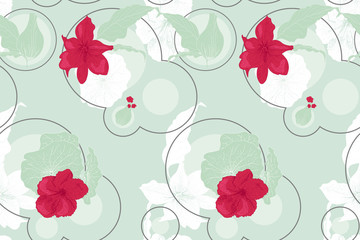 Seamless pattern with geometric and floral shapes. Carefully detailed illustration, hand drawn, rich texture. 