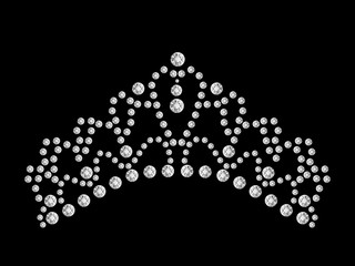 Illustration diamond tiara crown ornament pattern on black background