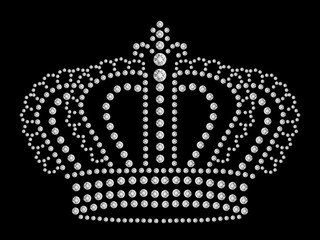 Illustration diamond crown ornament pattern on black background