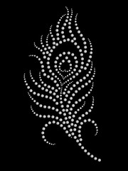 Illustration diamond peacock feather pattern on black background