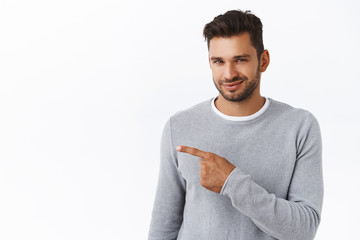 Cheeky and attractive sly bearded guy have something you should definitely see, check-out smiling...