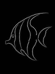 Illustration diamond fish ornament pattern on black background