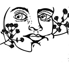 Woman Thinking with Flowers 