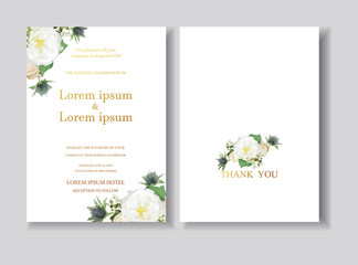 Natural Flower Wedding Card .Rustic and Elegant Style. Sweet and Chic template .Vector/illustration