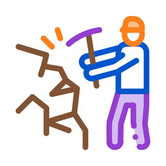 miner with pickaxe icon vector. miner with pickaxe sign. color symbol illustration