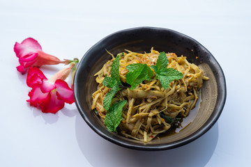 Bamboo shoot salad, spicy local food in the northeast region of Thailand
