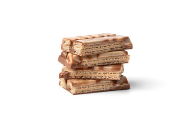 Milk and white chocolate bar isolated on white background.