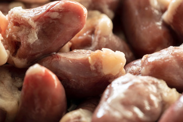 A lot of raw chicken hearts