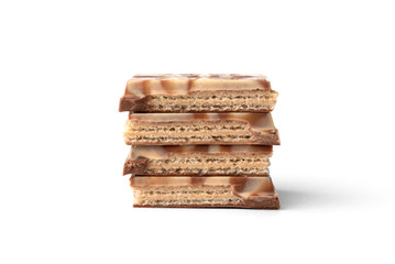 Milk and white chocolate bar isolated on white background.
