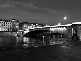 Fototapeta na wymiar Black and white photography of Parisian bridge