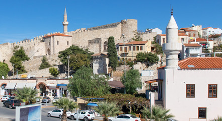 Fototapeta na wymiar Çesme, Turkey - a splendid village on the Aegean coast of Turkey, Çesme presents a wonderful wonderful Old Town, highlighted by the imposing Çesme Castle 