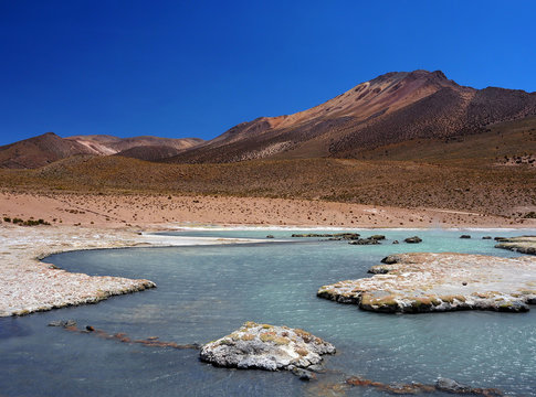 Hot springs of Polloquere. Salar de Surire. Chile.