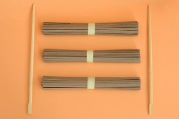 Soba noodles. Traditional japanese food. Buckwheat noodles