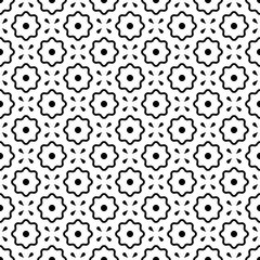 Seamless pattern. Vector abstract simple design. Black flower elements on a white background. Modern minimal illustration perfect for backdrop graphic design, textiles, print, packing, etc.