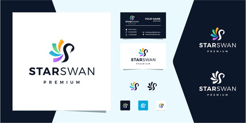 Star + Swan Colorful Logo - Premium Vector