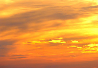 Fototapeta premium Fiery beautiful red yellow sky. Sunset without horizon. background