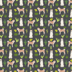 Akita Inu Dog Pattern Fabric