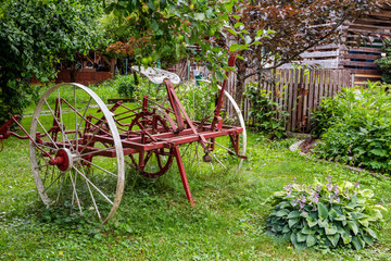 old agricultural harrow for field work