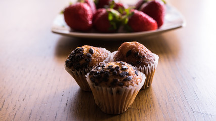 candy dessert with cupcakes and strawberries