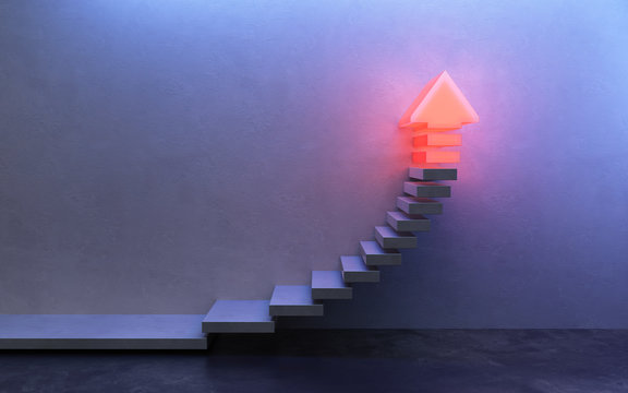 stairs going  upward, 3d rendering