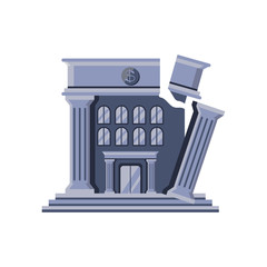 broken bank building on white background