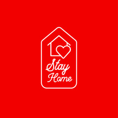 Heart with home shape designed as a logo or icon. this icons prepared for coronovirus (covid-19) Remarkable icons shows messages ''stay home'' or ''stay safe''