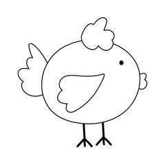 chicken cartoon farm animal isolated icon on white background line style