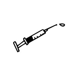 Doodle illustration of a syringe. Vector illustration of a needle with medicine, vaccine, or vaccination on a white background from covid-19