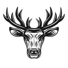 Deer head vector illustration in monochrome style