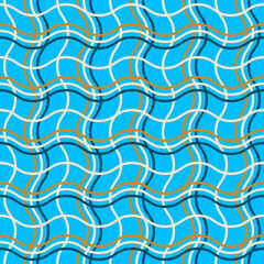 Vector seamless pattern. Colored wavy lines intertwined on a blue background. Modern illustration great for holiday background, greeting card design, textiles, packaging, wallpaper, print, etc.