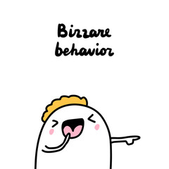 Bizzare behavior symptom of schizophrenia man expressive in cartoon comic style hand drawn