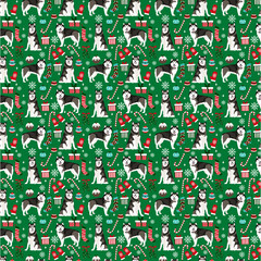 Alaskan Malamute Dog Pattern Fabric