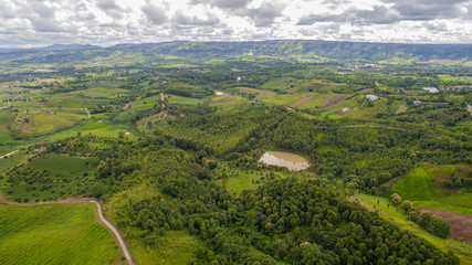 Fototapeta na wymiar green mountain topview from dronePs. Public Domain