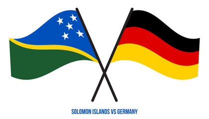 Solomon Islands and Germany Flags Crossed And Waving Flat Style. Official Proportion. Correct Colors