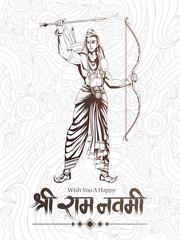 easy to edit vector illustration of Ram Navmi background showing festival of India with Hindi massage meaning Shree Rama
