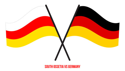 South Ossetia and Germany Flags Crossed And Waving Flat Style. Official Proportion. Correct Colors