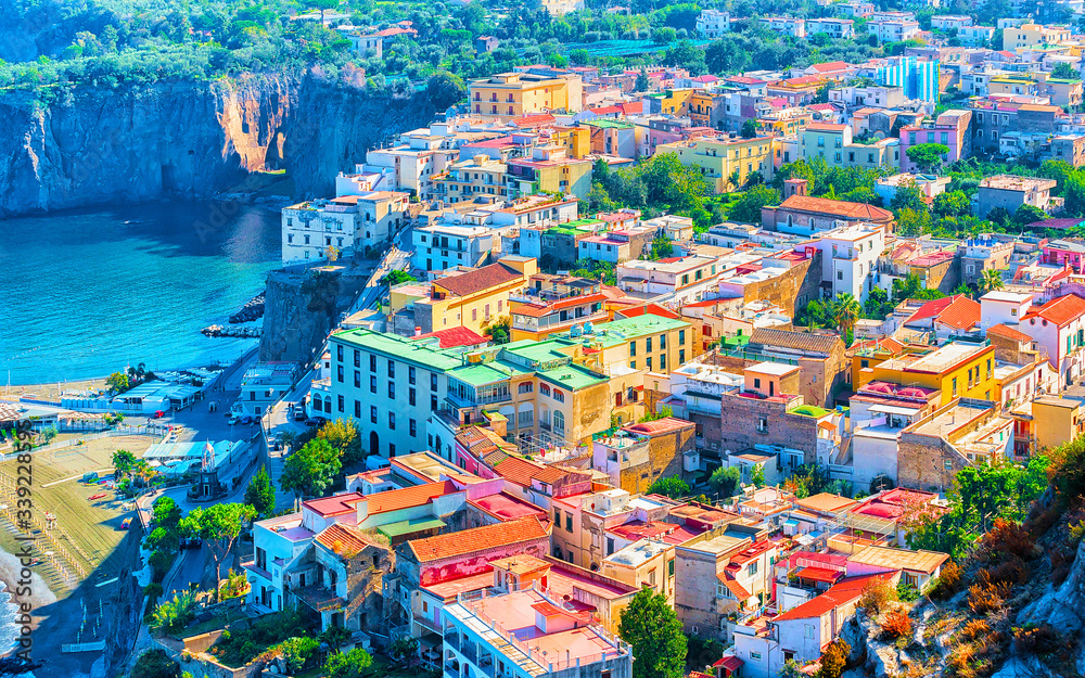 Sticker Cityscape of Marina Grande with houses and port at Sorrento reflex