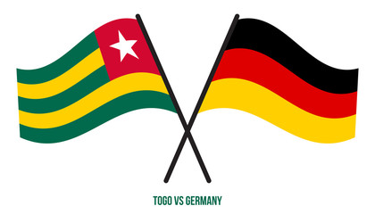 Togo and Germany Flags Crossed And Waving Flat Style. Official Proportion. Correct Colors
