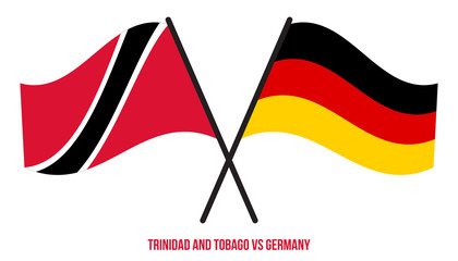 Trinidad and Tobago and Germany Flags Crossed And Waving Flat Style. Official Proportion