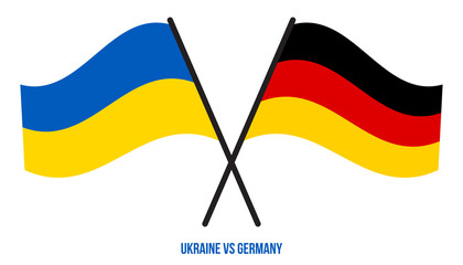 Ukraine and Germany Flags Crossed And Waving Flat Style. Official Proportion. Correct Colors