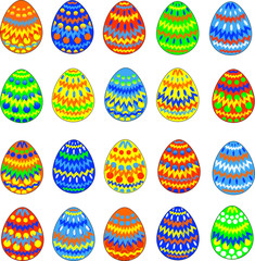20 Colorful Vector Easter Eggs 