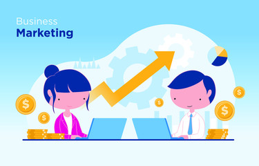 Business concept of investment.Business productivity return on investment, marketing and analysis,Business cooperation.Vector illustration.