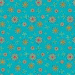 Seamless summer pattern with cute graphical flowers.  Vector illustration for wallpaper, wrapping paper, textile, fabric and Easter design. 