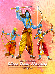 Obraz premium easy to edit vector illustration of Ram Navmi background showing festival of India