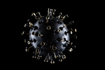 coronavirus close up on a black background