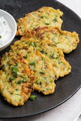 Zucchini fritters with Greek yogurt dipping sauce