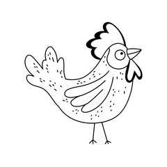 poultry rooster cartoon farm animal isolated icon on white background line style
