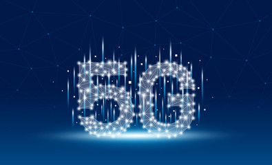 5G mobile network technology design on blue background vector illustration