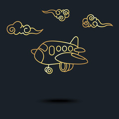 abstract background for Airplane and clouds,gold color,vector illustrations
